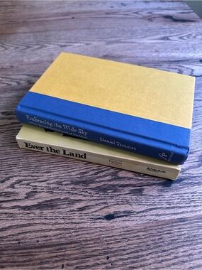 Blue and Yellow Gold Decorative Hardcover and Paperback Book Set